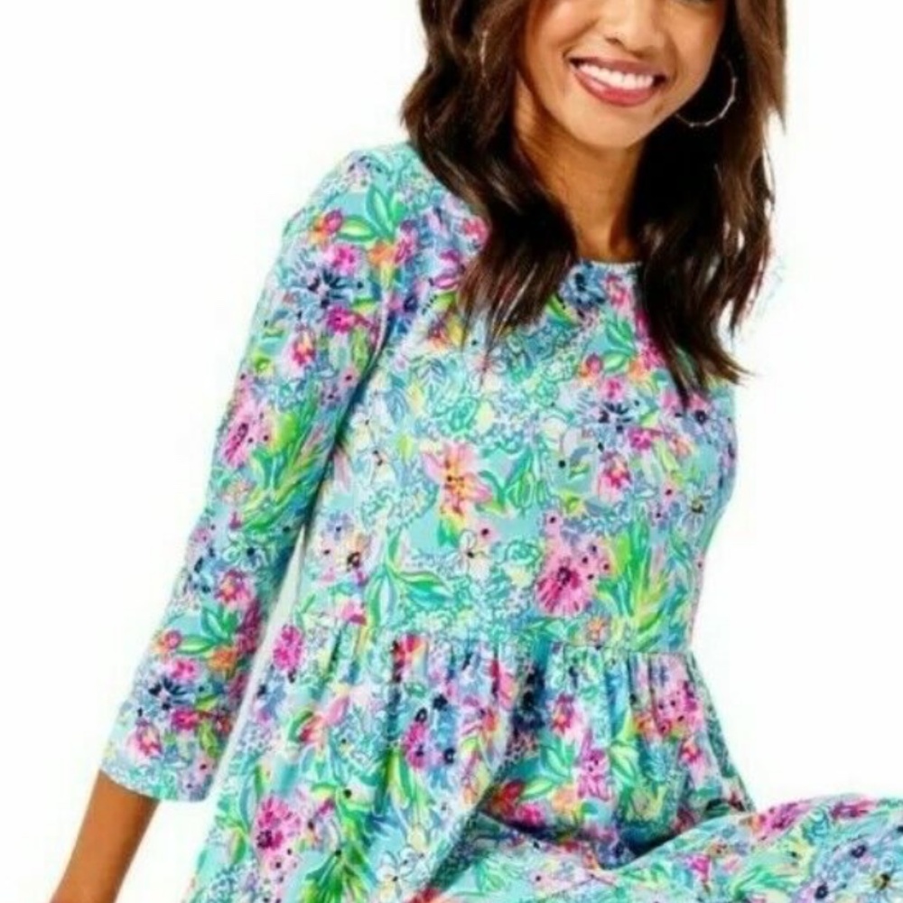 Lilly Pulitzer Geanna Swing Dress Amalfi Blue Alligator Isle Size Medium